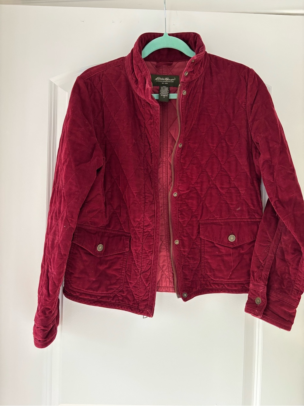 Eddie Bauer Quilted Velvet Corduroy Jacket - Wine Red
